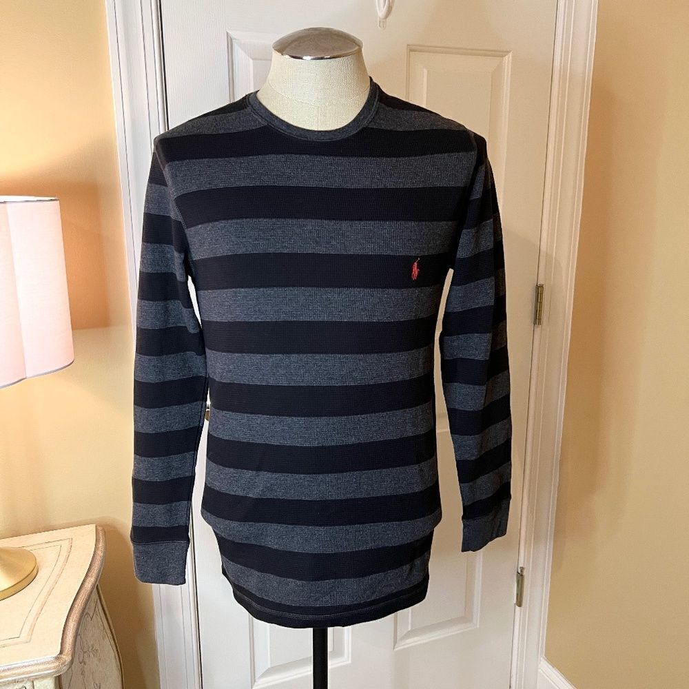 NWOT Polo Ralph Lauren Sleepwear Waffle Weave Stripe Sleep Tee T Shirt MEDIUM